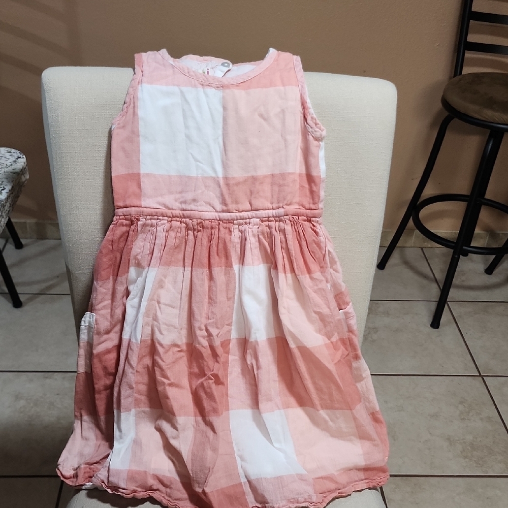 Pink and White Sleeveless A-Line Sundress